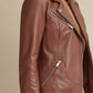 Ladies Biker Leather Jacket – Brown