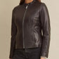 Plain Leather Jacket for Women- Black – 21PW