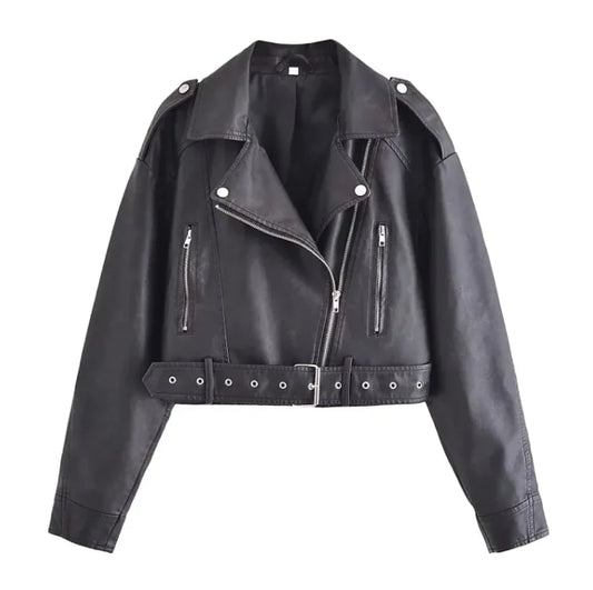 Washed Faux Leather Jacket