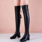 Elastic Leather Knee Boots