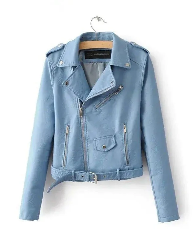 Autumn New Short Faux Soft Leather Jacket Women Fashion